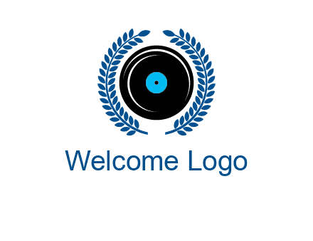 music disk inside laurel wreath logo