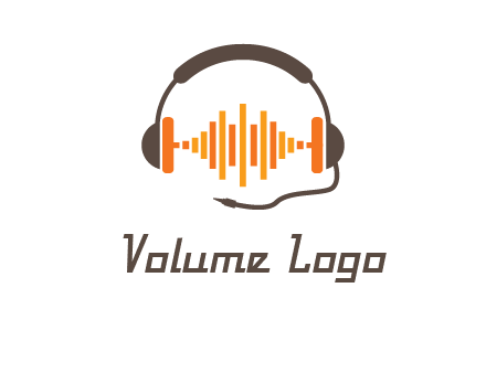 music waves between headphone logo