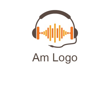 music waves between headphone logo