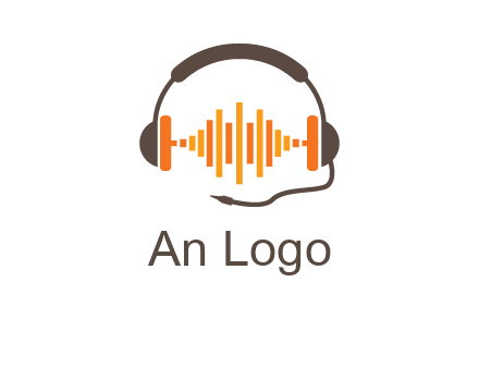 music waves between headphone logo