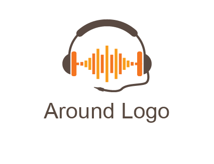 music waves between headphone logo