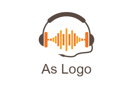 music waves between headphone logo