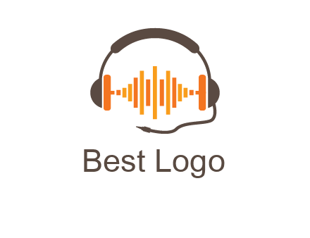 music waves between headphone logo