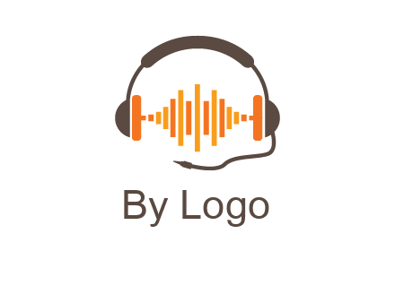 music waves between headphone logo