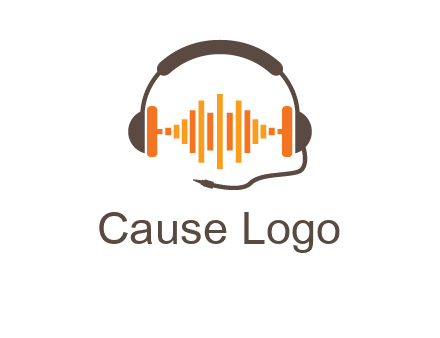music waves between headphone logo
