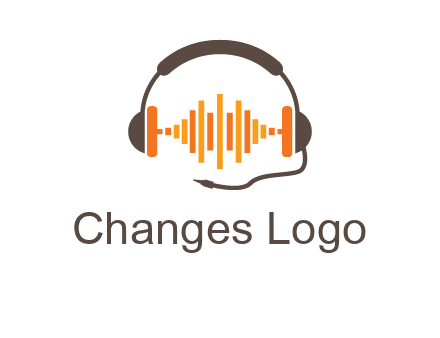 music waves between headphone logo