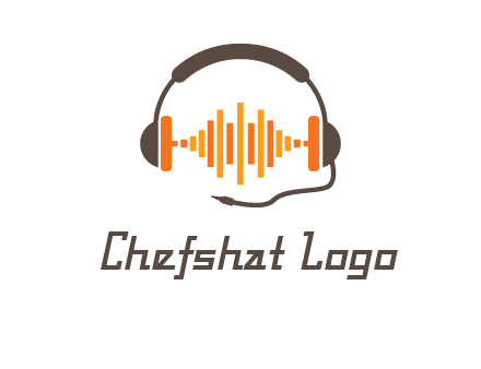 music waves between headphone logo