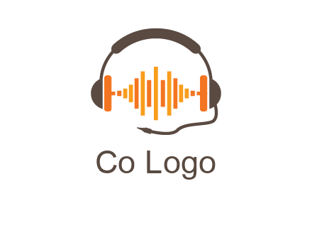 music waves between headphone logo
