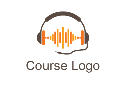 music waves between headphone logo