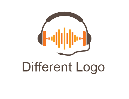 music waves between headphone logo