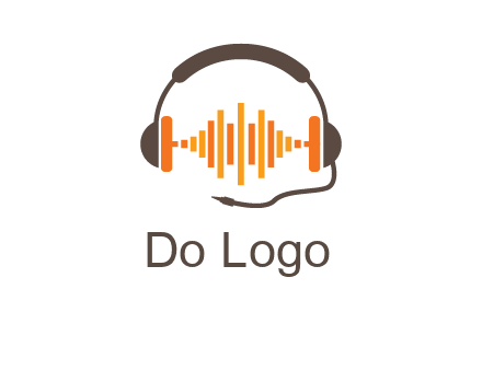 music waves between headphone logo