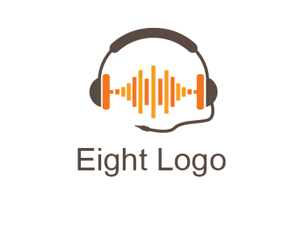 music waves between headphone logo