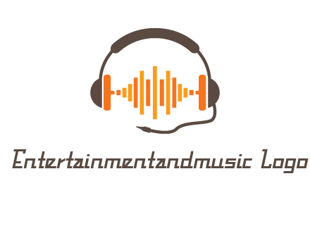 music waves between headphone logo