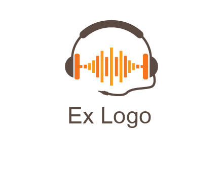 music waves between headphone logo