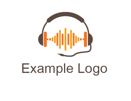 music waves between headphone logo