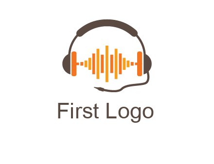 music waves between headphone logo