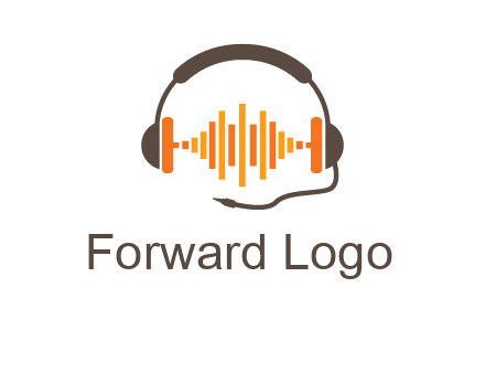 music waves between headphone logo