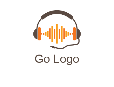 music waves between headphone logo