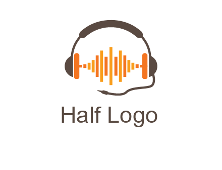 music waves between headphone logo