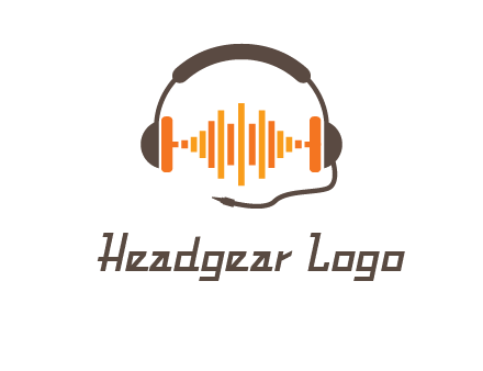 music waves between headphone logo