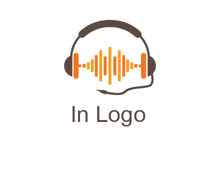 music waves between headphone logo