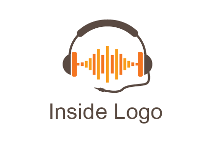 music waves between headphone logo