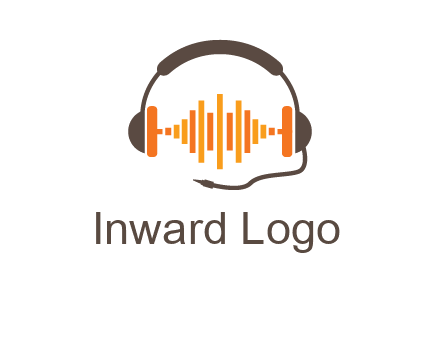 music waves between headphone logo