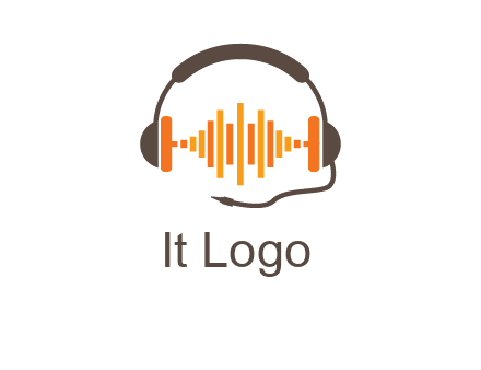 music waves between headphone logo