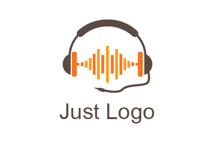 music waves between headphone logo