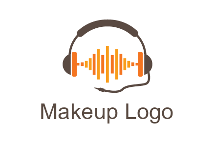 music waves between headphone logo