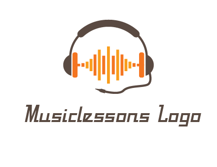 music waves between headphone logo