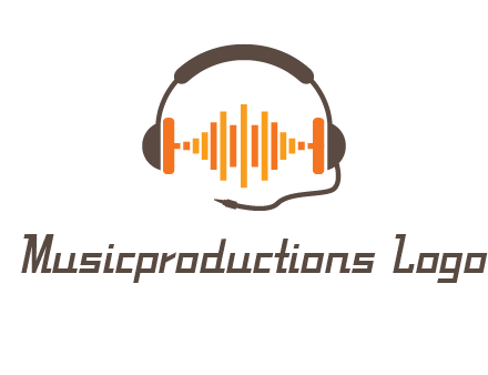 music waves between headphone logo