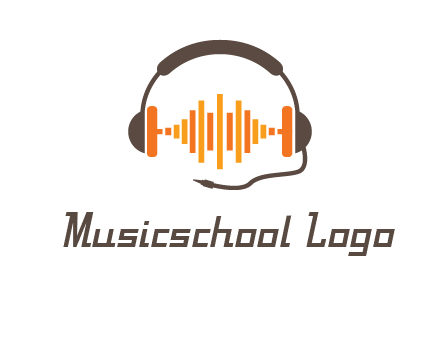 music waves between headphone logo