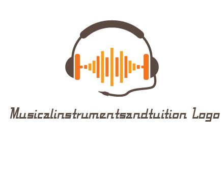 music waves between headphone logo