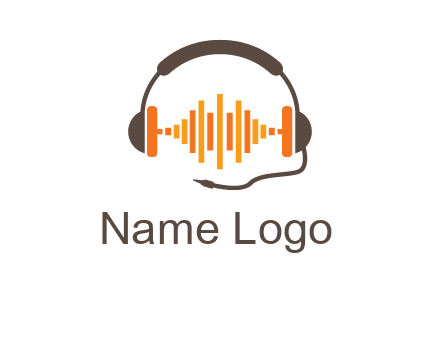 music waves between headphone logo