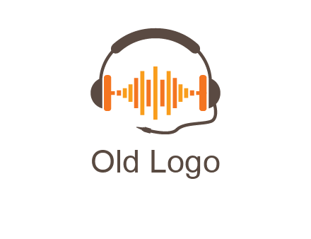 music waves between headphone logo