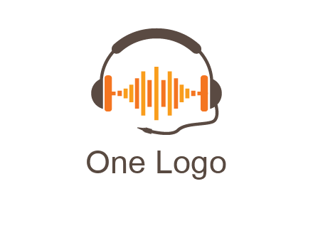 music waves between headphone logo