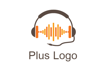 music waves between headphone logo