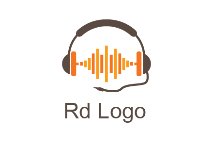 music waves between headphone logo