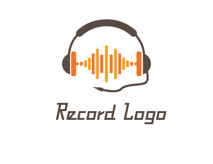 music waves between headphone logo
