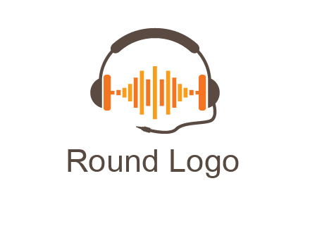 music waves between headphone logo