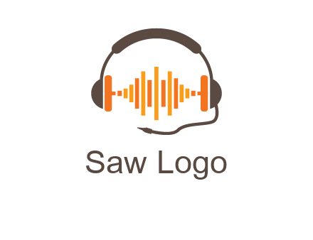 music waves between headphone logo