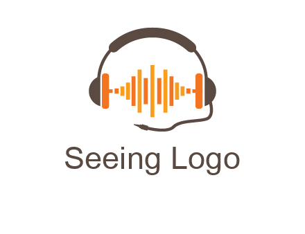 music waves between headphone logo