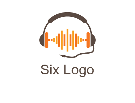music waves between headphone logo