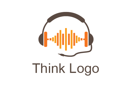 music waves between headphone logo