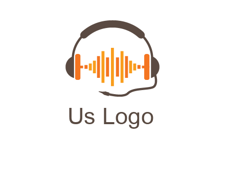 music waves between headphone logo