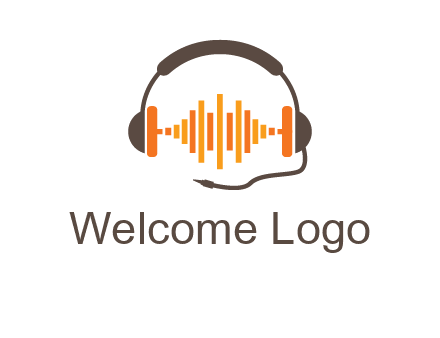 music waves between headphone logo
