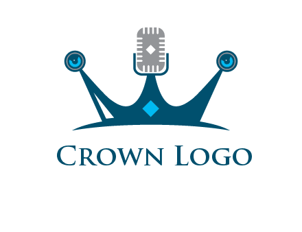mic and speaker merge with crown logo
