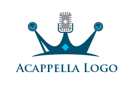 mic and speaker merge with crown logo