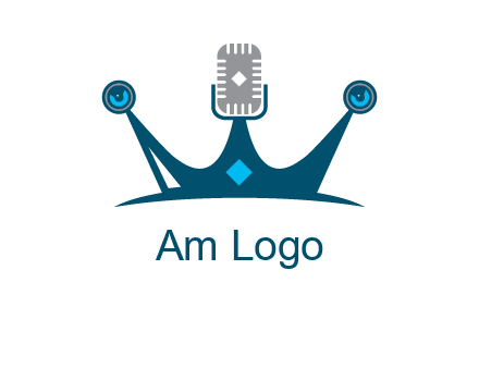 mic and speaker merge with crown logo